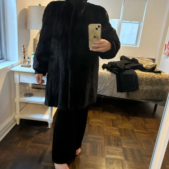 Authentic brown mink fur coat